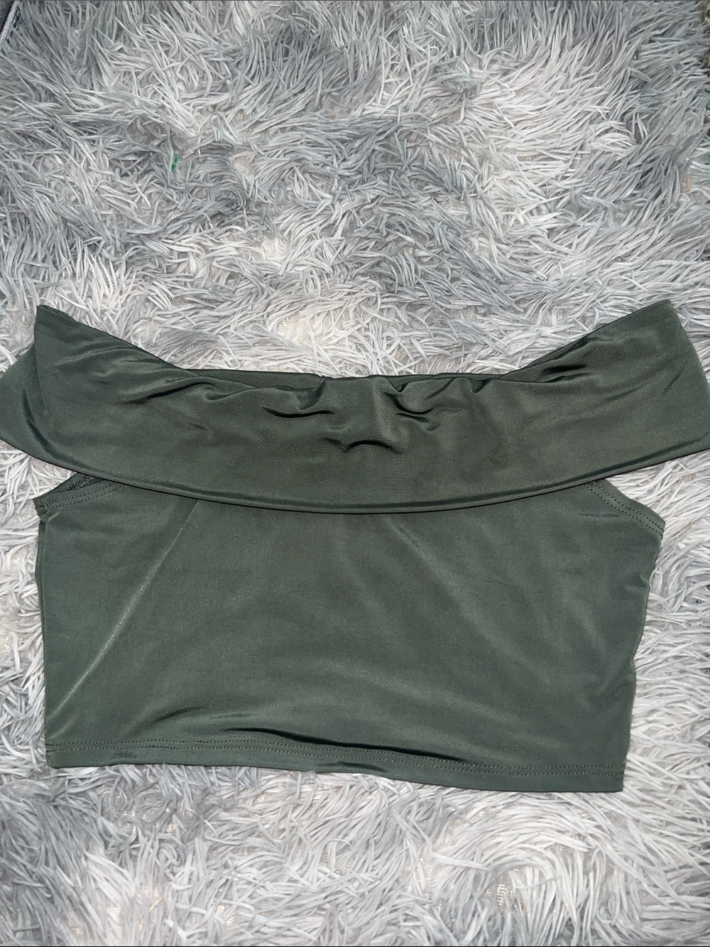 Off-the-Shoulder Olive Crop Top